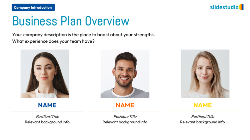 Business Plan Overview Slide Design