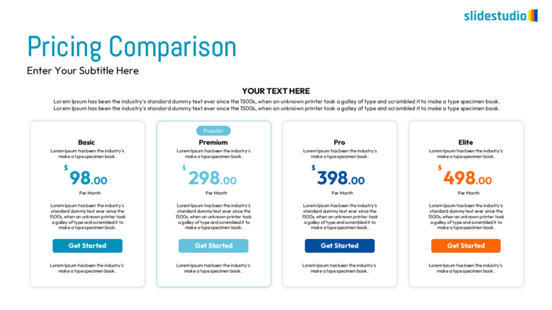Pricing Comparison Infographic Slide Design